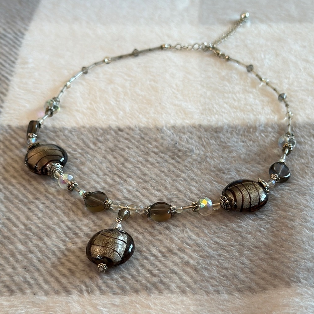 Elegant Silver and Black Beaded Necklace